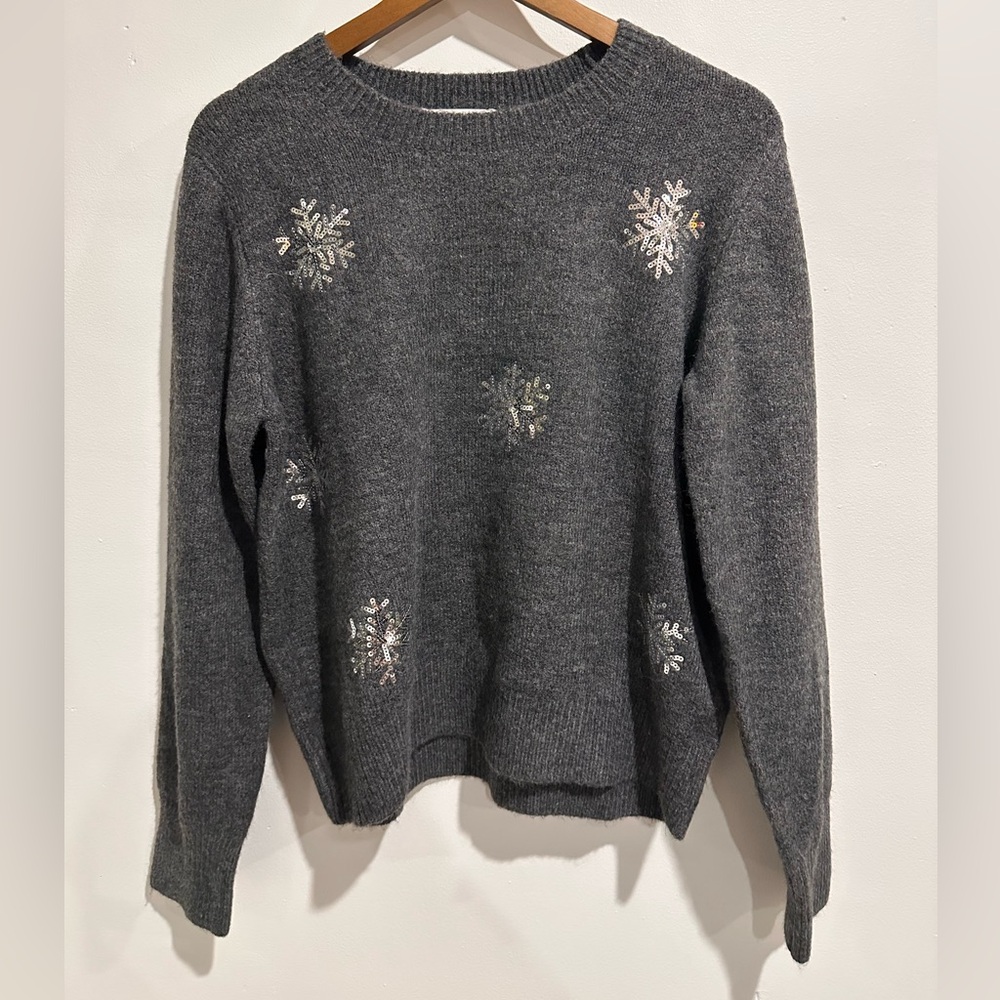 RICKI'S‎ Grey Sequin Snowflake Christmas Sweater Size XL